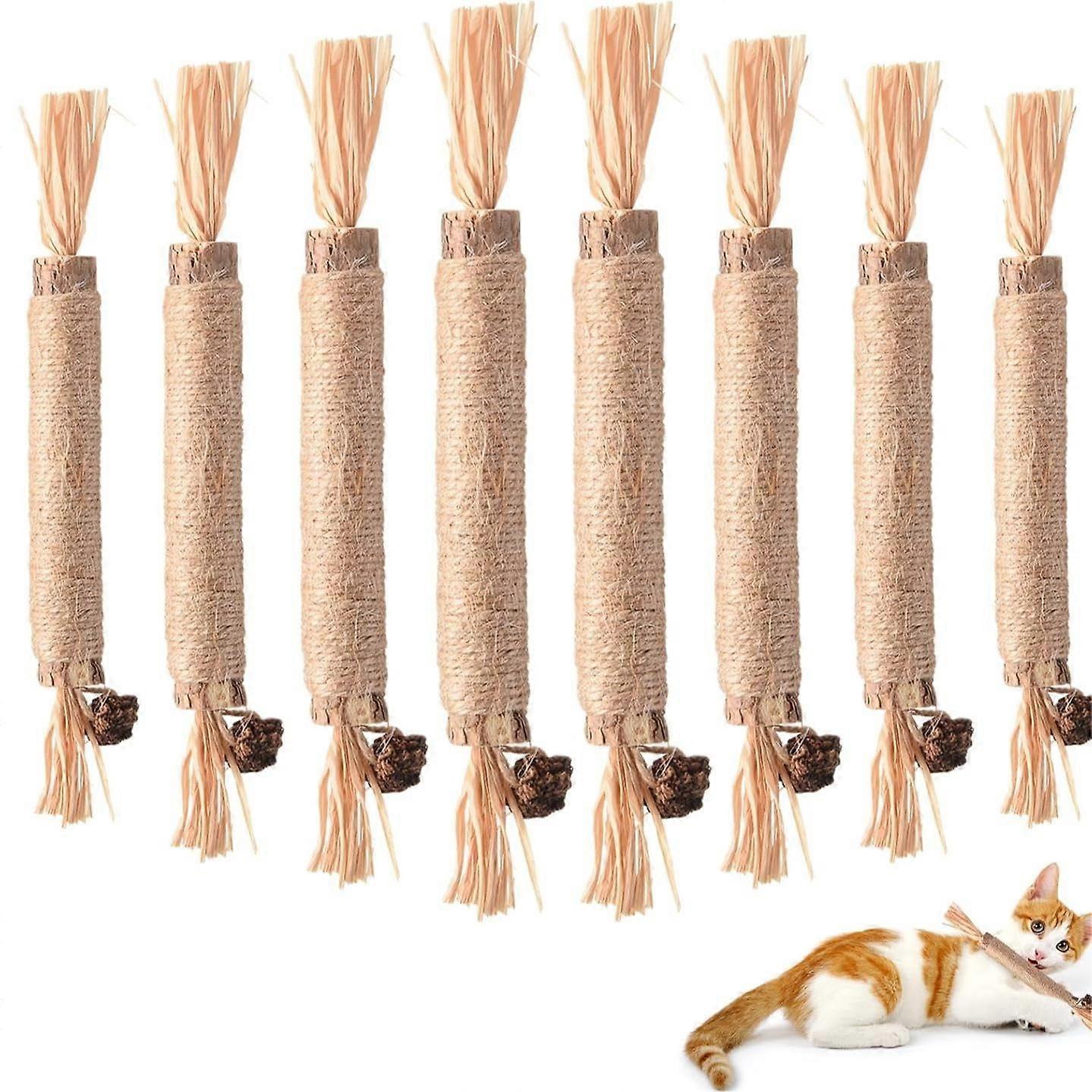 Premium Cat Silvervine Sticks Chew Toys Catnip Teeth Cleaning Matatabi Treat Edible Kitty Toys 8-Count