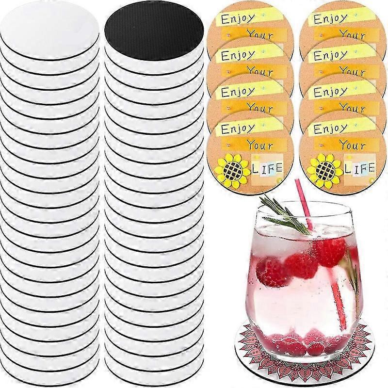 120Pcs Sublimation Untersetzer Blank 4 Zoll Sublimation Round Blank Untersetzer Heat Pressed Untersetzer für - weiß schwarz