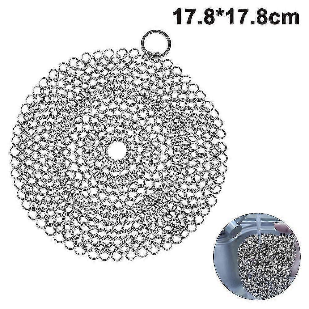 Hulless Chainmail Scrubber Stainless Steel Cast Iron Cleaner, Durable Anti-rust Scrubber For Pots, Skillets, Griddle Pans, Bbq Grills And More, With H