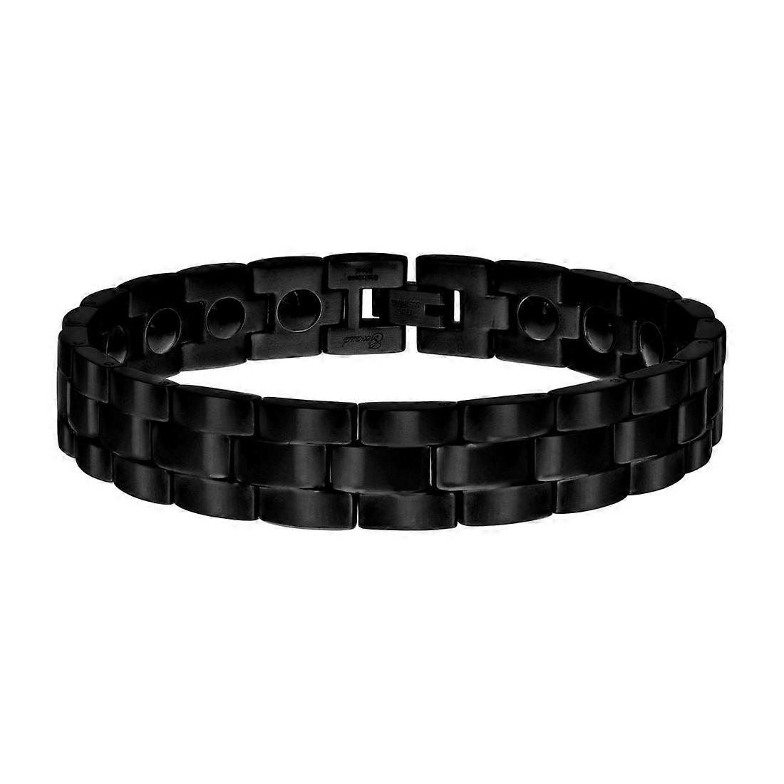 ステンレス鋼ブラックトーンメンズファッションブレスレット8.5インチ12mm幅リンクブレスレット男性用