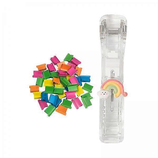 2x Mini Agrafeuse Salle de Classe Petite Agrafeuse Set Fixation Papeterie Arc-en-ciel