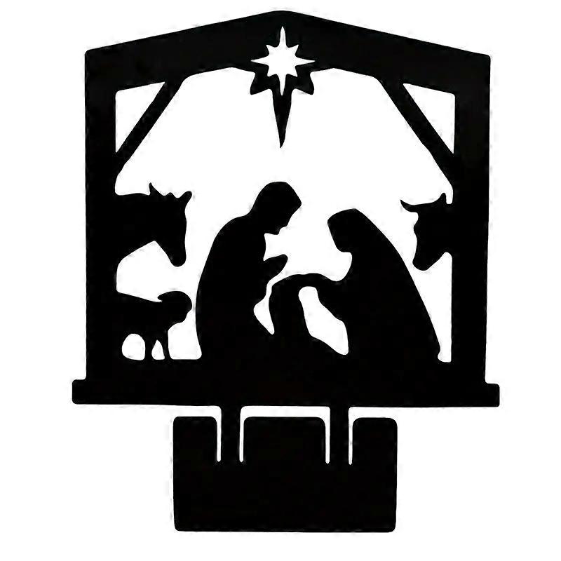 Nativity Scene Silhouette Nativity Figurines Set for Fence Patio C