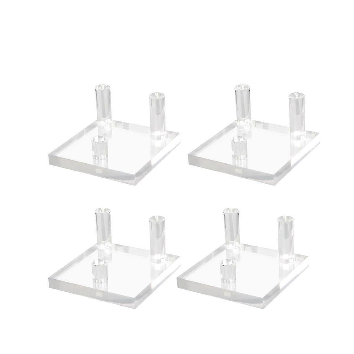 4 Packs 2.5Inch Rock Display Stand, Three-Peg Square Acrylic for Rocks, Minerals Slab, Crystal