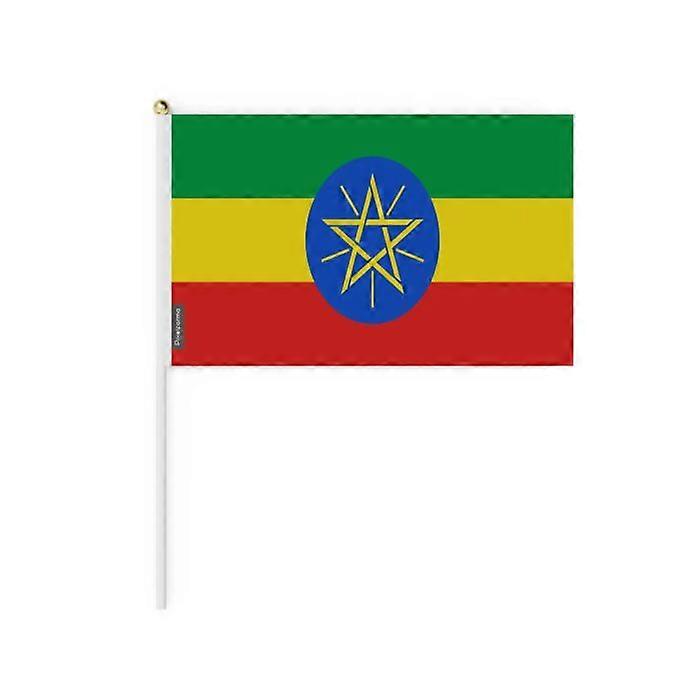 Set of Mini Flags – Ethiopia – 14 x 21 cm – Handheld – Polyester - 50 pieces