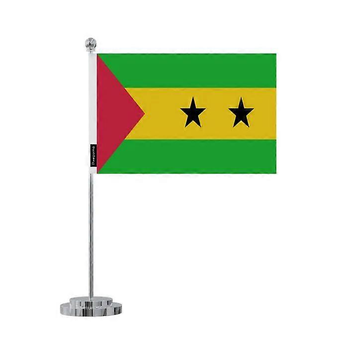Flag desk of São Tomé and Príncipe – 14 x 21 cm – Polyester – Stainless Steel base