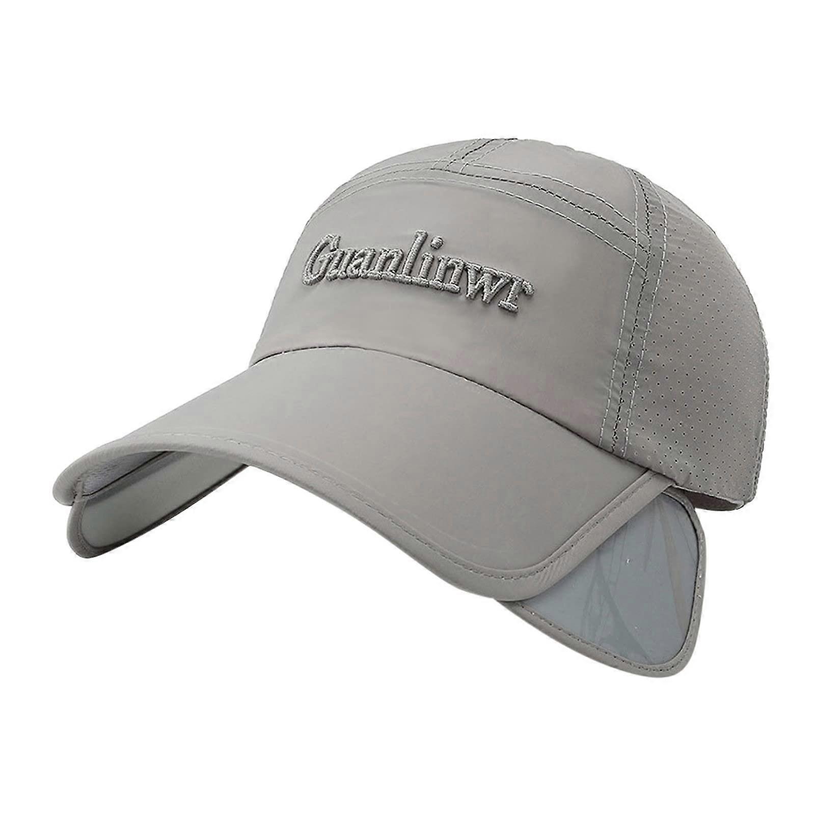 Womens and Mens Embroidery Mesh Adjustable Baseball Cap Summer Quick Drying Large Retractable Brim Hats for UV Sunshade