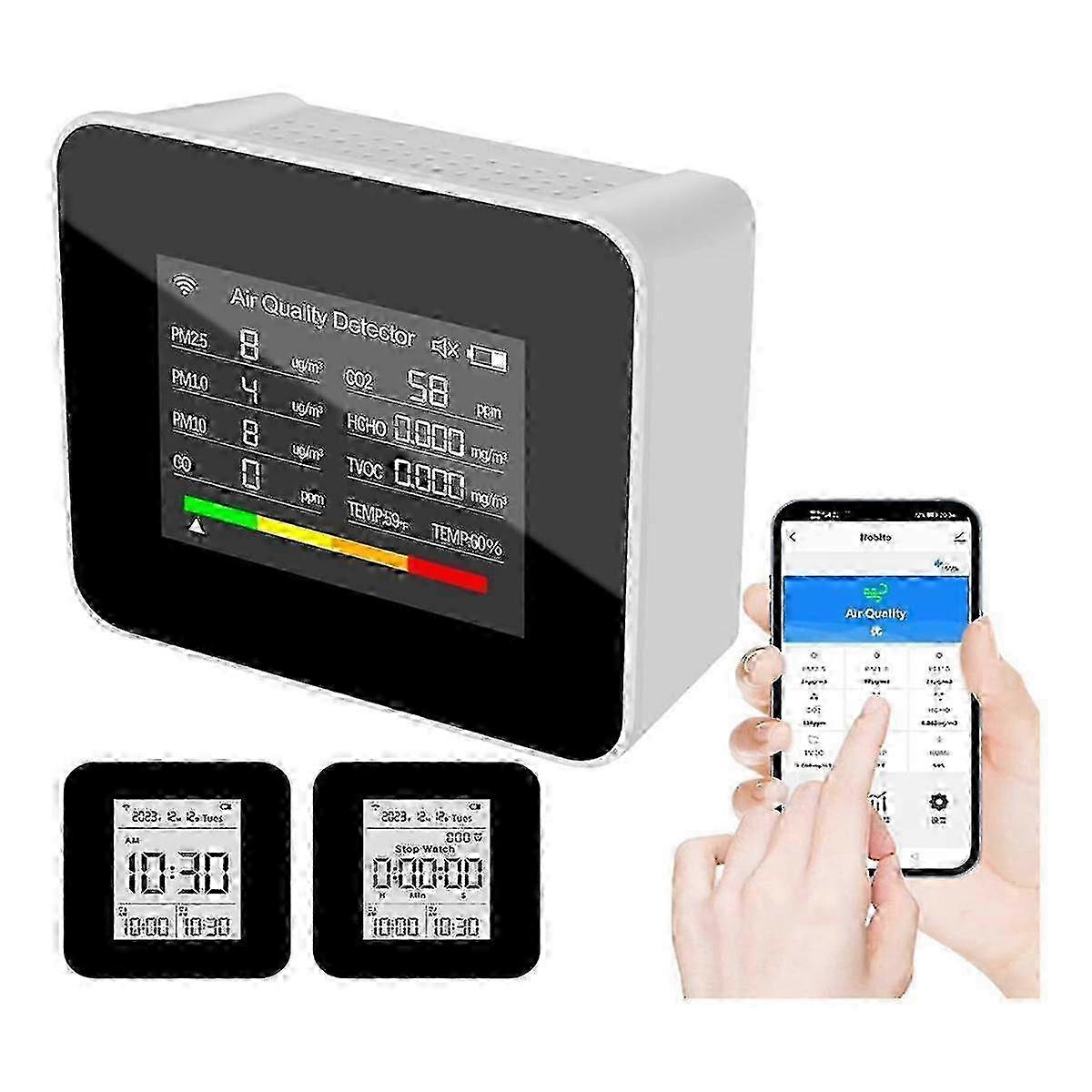 9-σε-1 εσωτερική οθόνη ποιότητας αέρα για CO, CO2, TVOC, HCHO, PM2.5, PM10 - οικιακή χρήση
