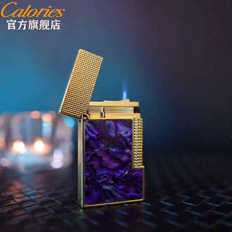 Kalu Windproof Langsheng Double Fire Lighter Blue Straight Flame The Purple Shell Gold-Plated Cigar Pipe Machine