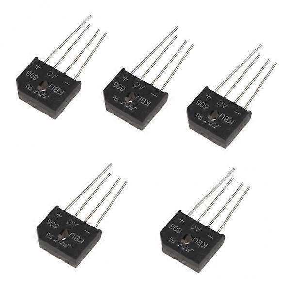 6x5 Piece GBU606 Bridge Rectifier Diode Flat Bridge 6A 600V Single Pin
