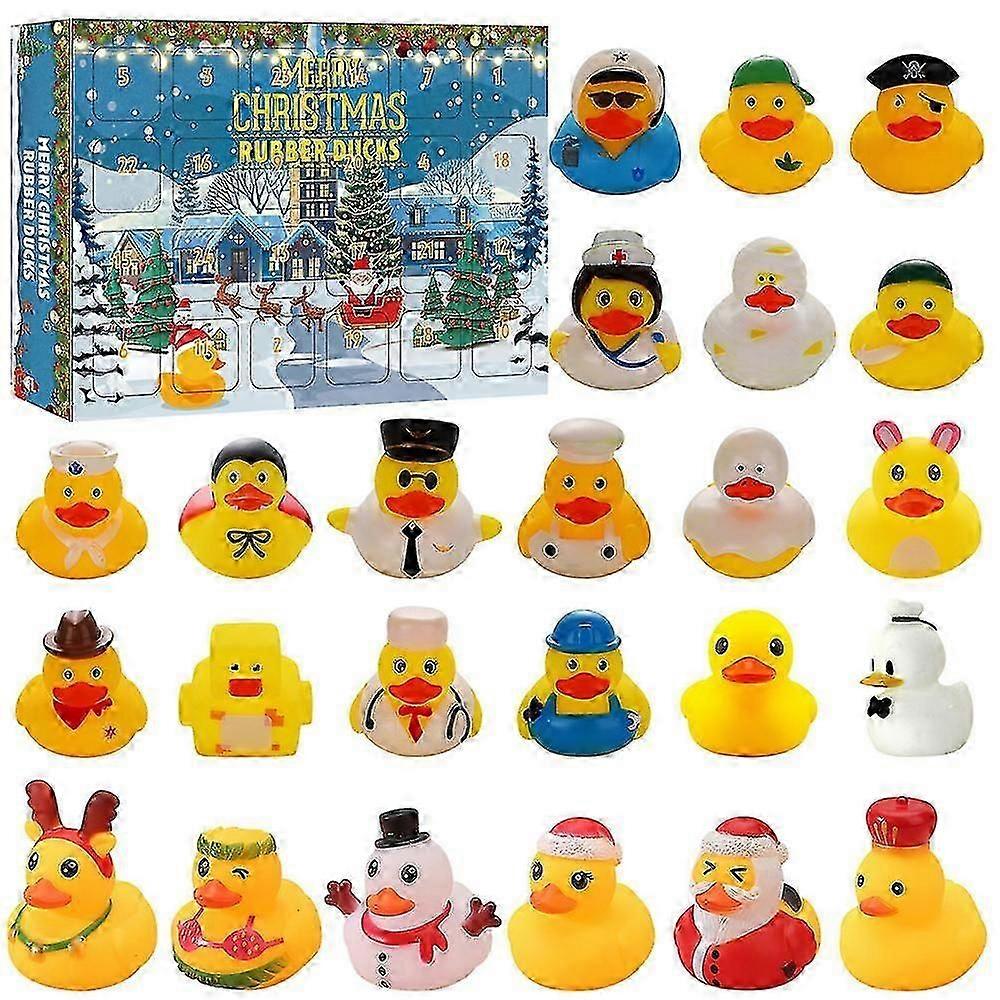 Christmas Xmas Countdown Calendar Advent Calendar 24pcs Ducks Ducky Bath Toys For Kids Baby Surprise Blind Box Festive Gifts