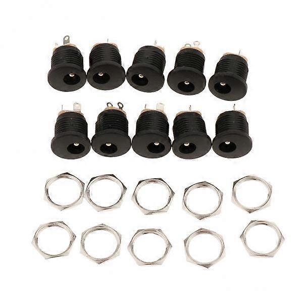 5x10Pieces DC 5.5x2.5mm Power Supply Jack Socket And Screw Nuts