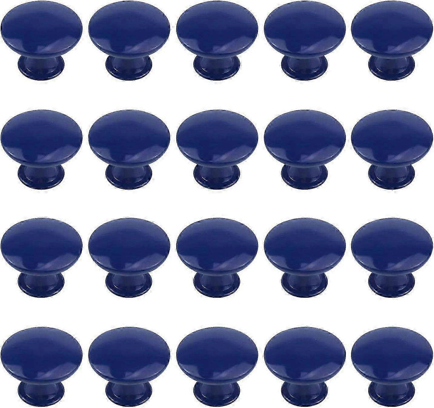 2025 New 20-Pack 30mm Navy Blue Round Cabinet Knobs for Kitchen Dresser Drawer Hardware Pulls