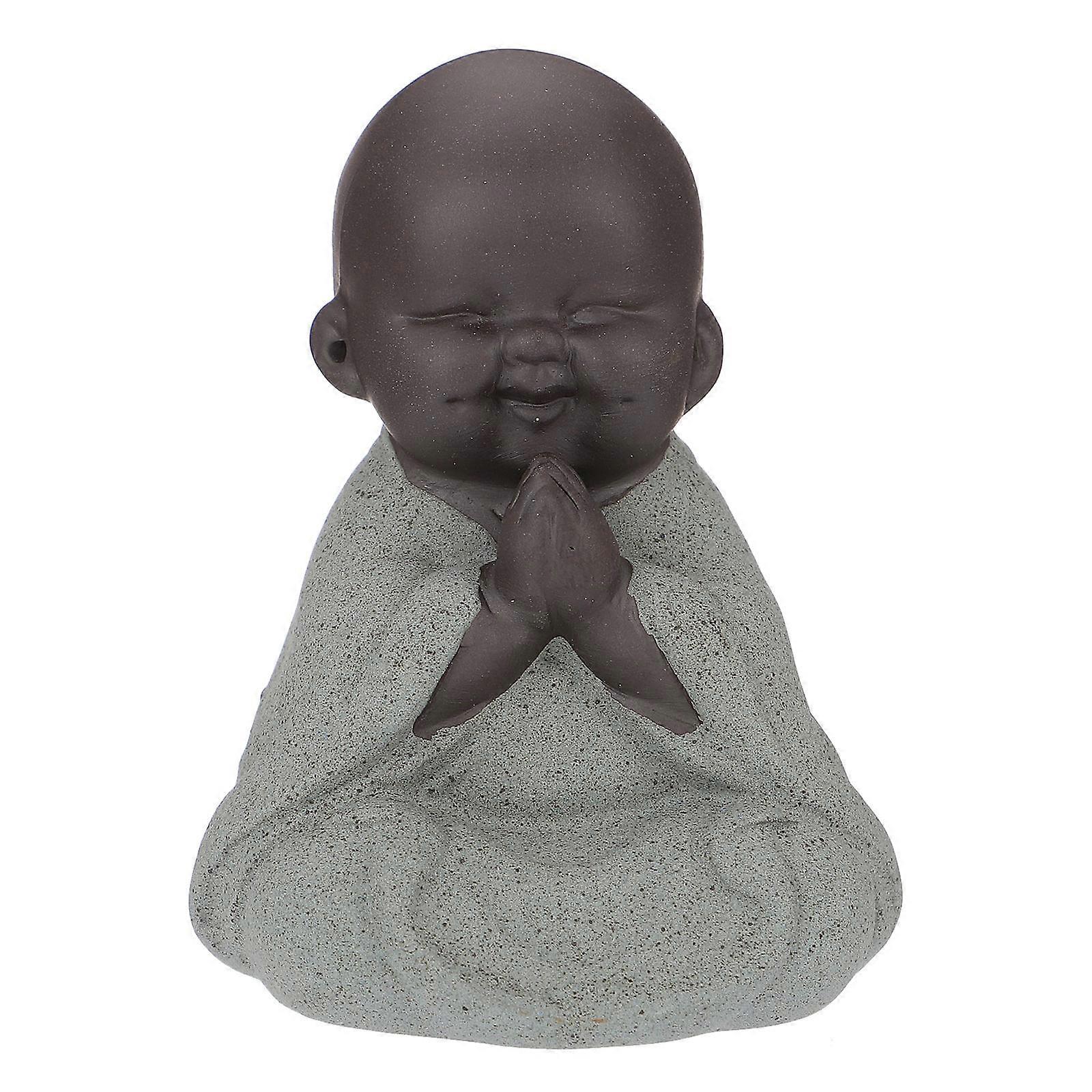 Lightweight Purple Clay Laughing Maitreya Tea Table Decor Zisha Buddha Statue for Home Office Religious Ornament Gift Artistic Decoration