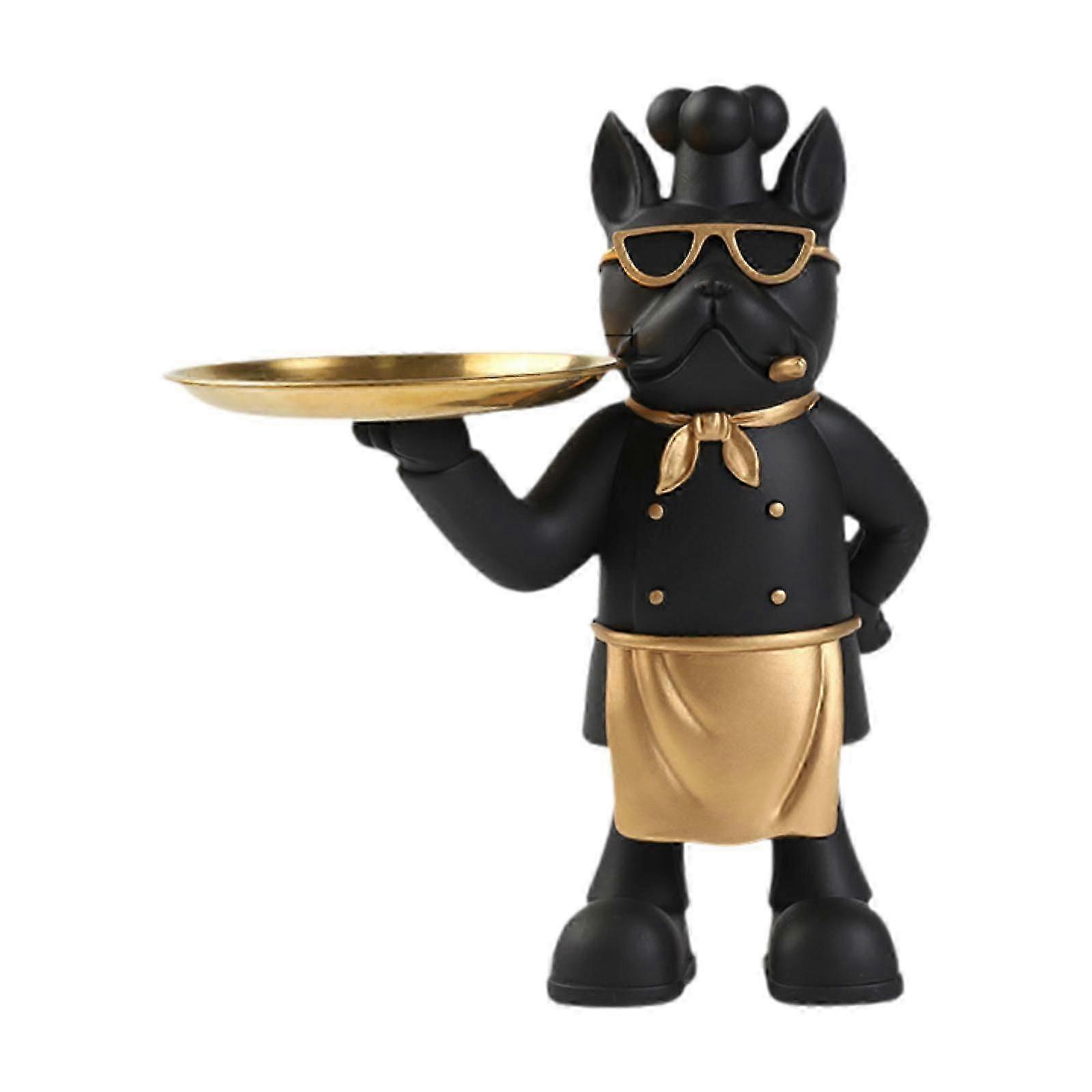 Vassoio portaoggetti per statua di cane nero per tavolo da banco per matrimoni, adatto per varie decorazioni a tema animale domestico