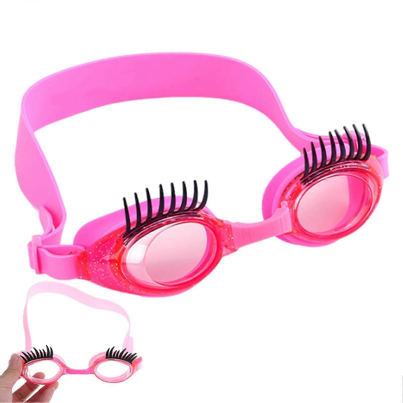 Swim Goggles for Girls - Enhanced Eyelash Anti-Fog UV Protection, Non-Slip Leakproof Adjustable Swim Glasses with Case