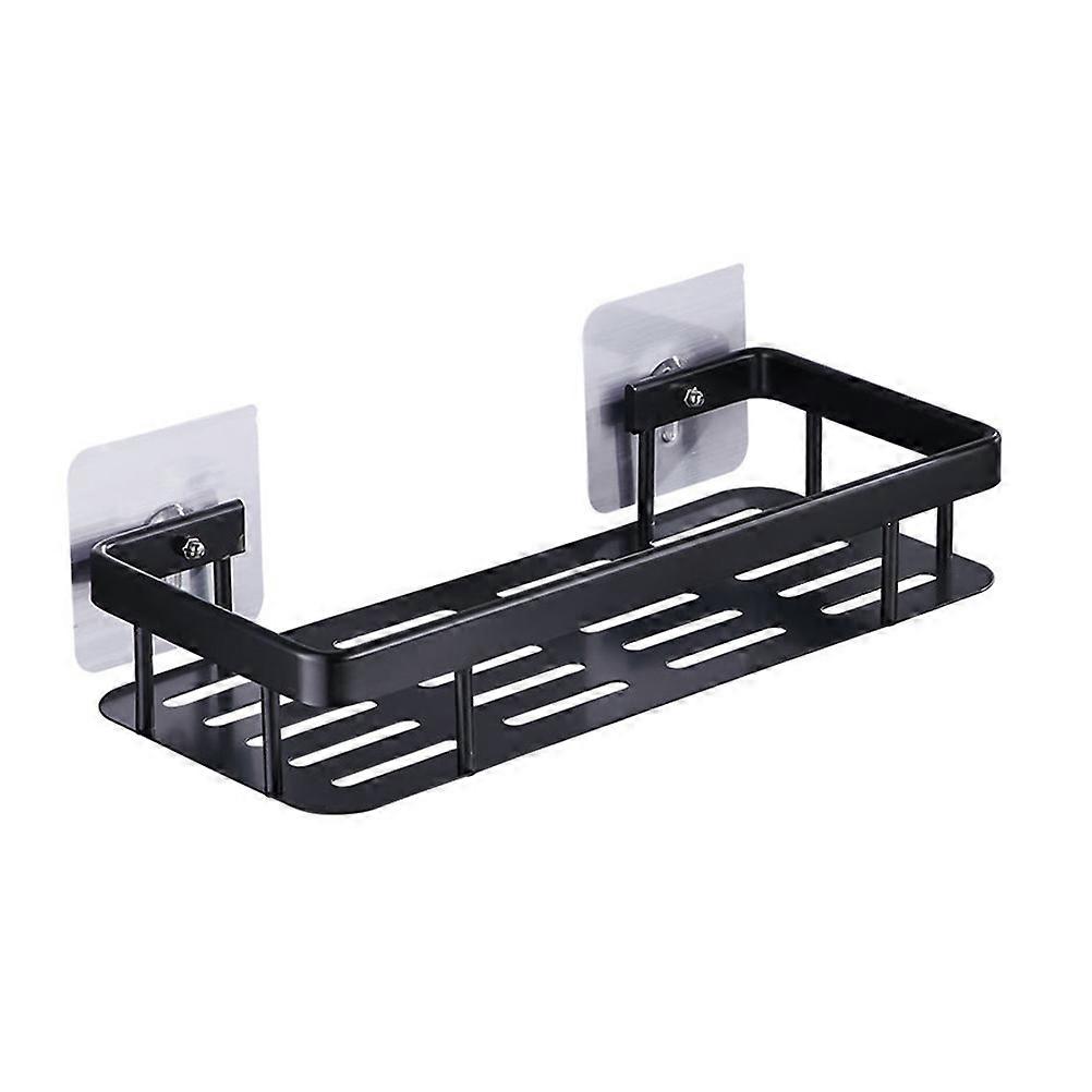 1pc Wall Mounted Storage Rack for Kitchen Bathroom Black Practical Design