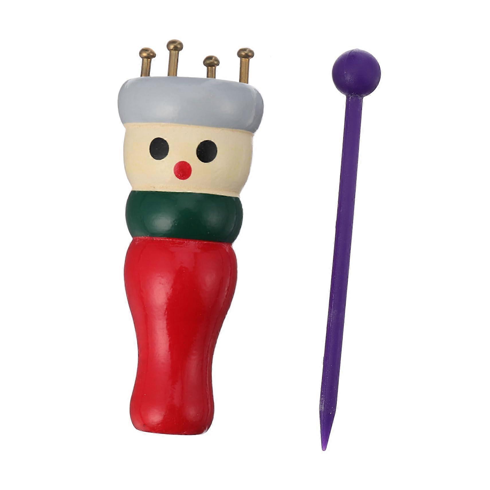 Knitting Dolly Set - 1 Piece Cord Maker, High-Quality Wooden Craft Tool, Includes Crochet Hook & Knitting Needles, 9x3x3 cm