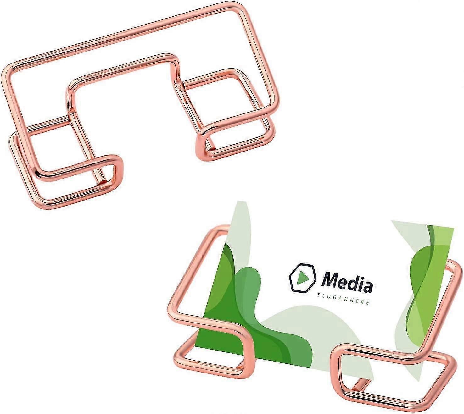 Modern Rose Gold Desk Business Card Organizer and Display Stand for Name Cards