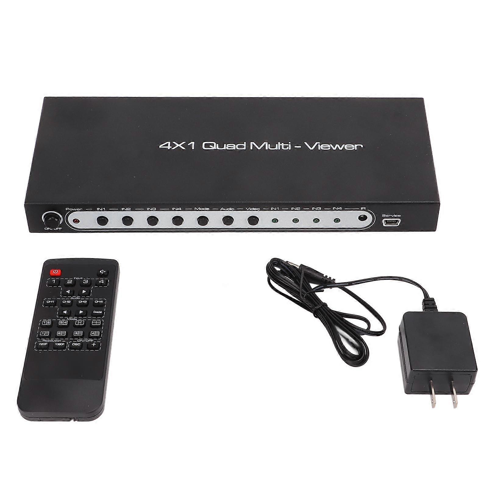 1080P Quad Screen Multi Viewer Switch: Metal, Remote Control, HDMI, for TV/PC/DVD
