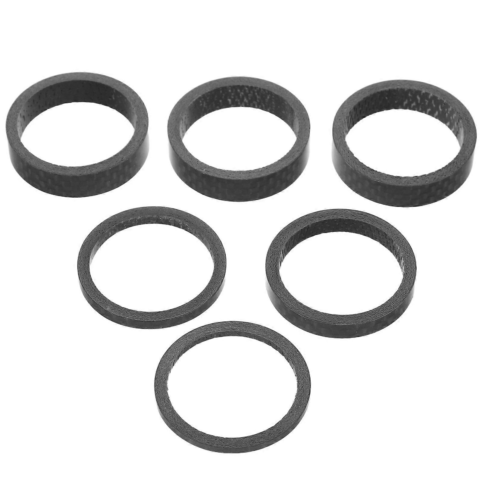 6pcs Carbon Fiber Bike Handlebar Stem Spacers Fork Height Washers for Mountain Road Bicycles Cycling Accessories Easy Installation