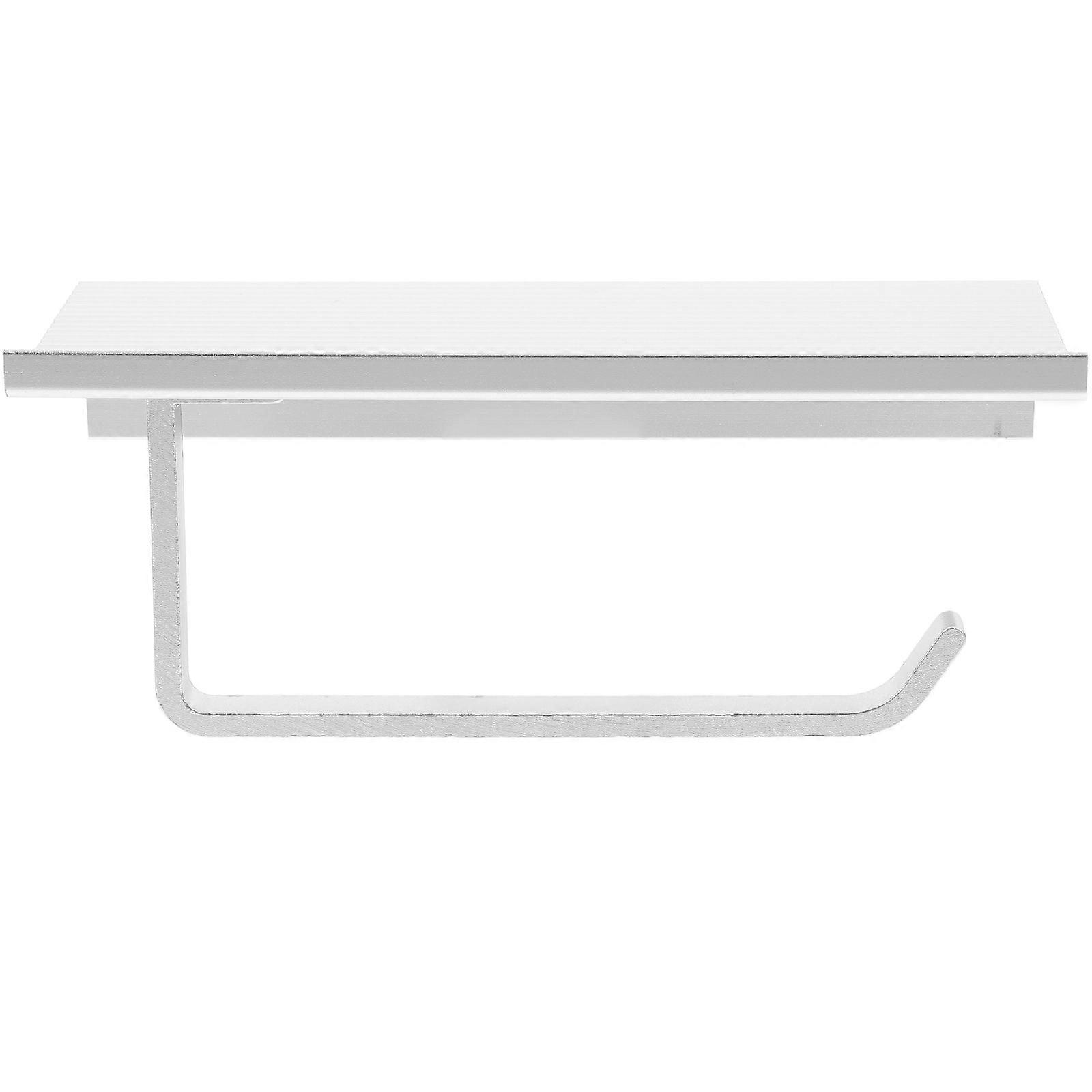 Thickened Aluminum Wall Mounted Toilet Paper Holder with Shelf – Space Saving Bathroom Storage Rack for Use, Silver Finish