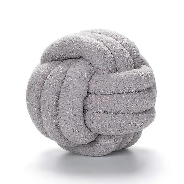 Hand-Knotted Ball Throw Pillow, Lamb Fleece Roll Cushion, 22cm Round Sofa Accent Pillow, Living Room Headboard Backrest