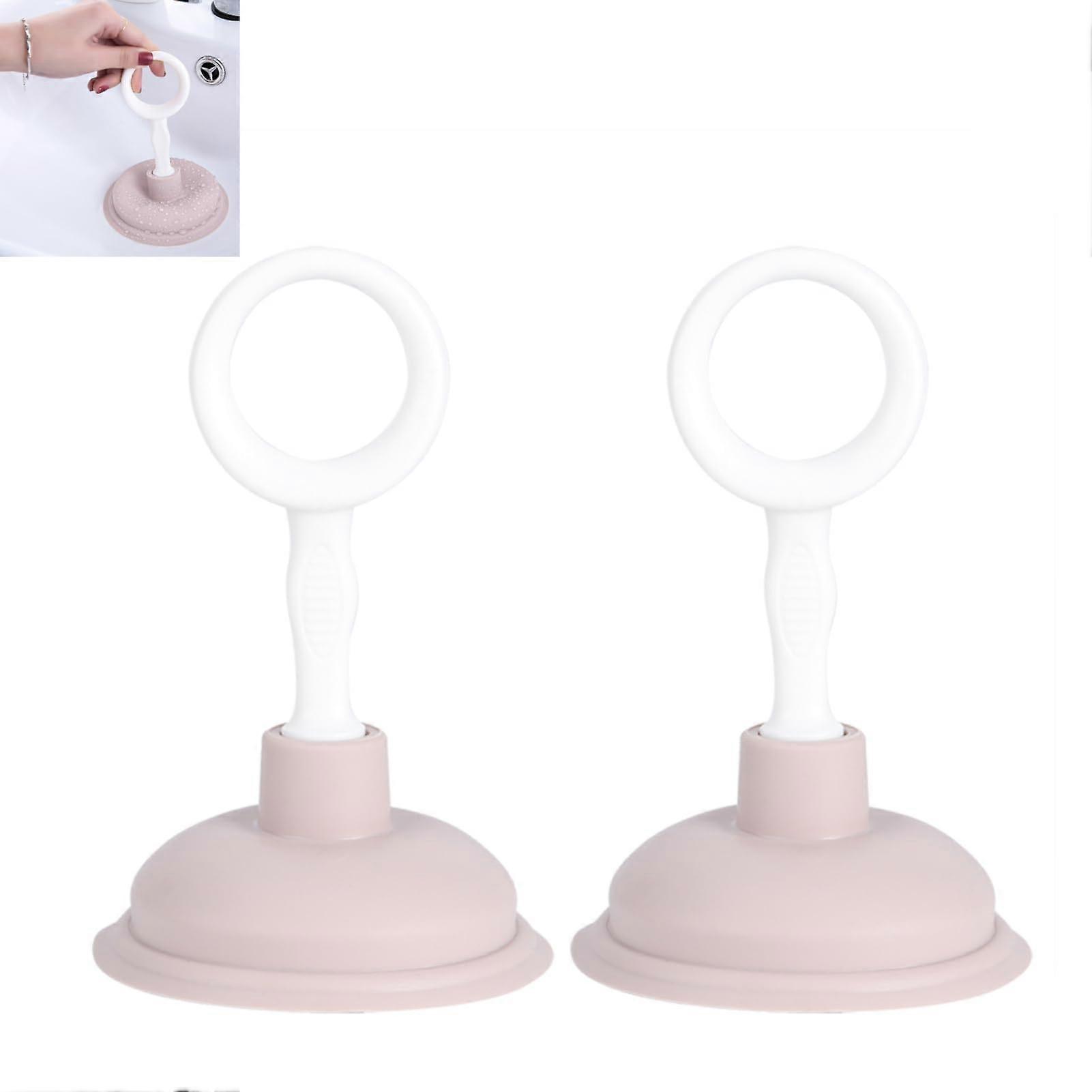 Small Sink Plunger Set of 2, Pink Mini Handheld Suction Tool for Kitchen Sink Drain Cleaning and Pipeline Maintenance