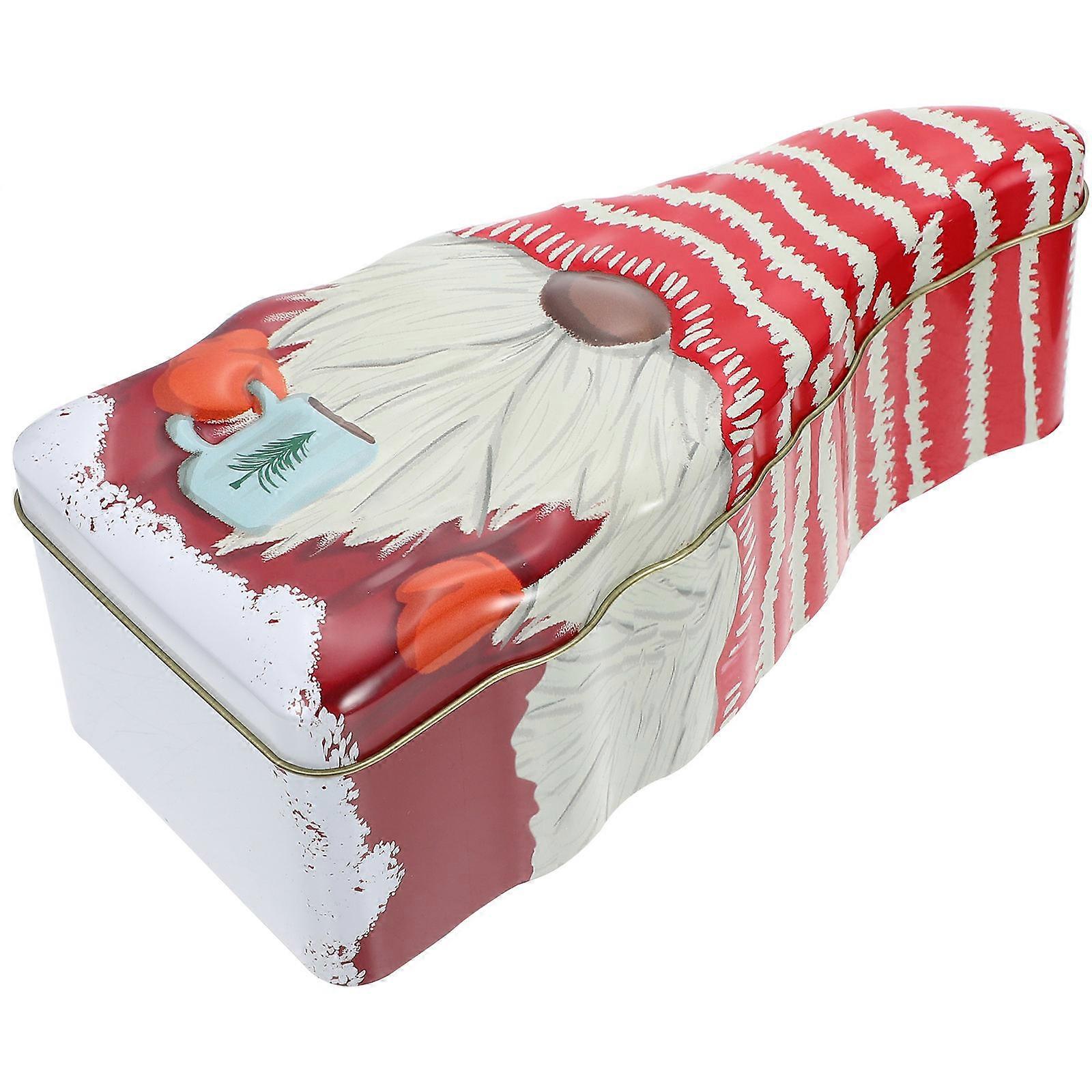 Santa Claus Cookie Box Christmas Candy Storage Tin with Lid Durable Lightweight Treats Party Goodies Mints Biscuits