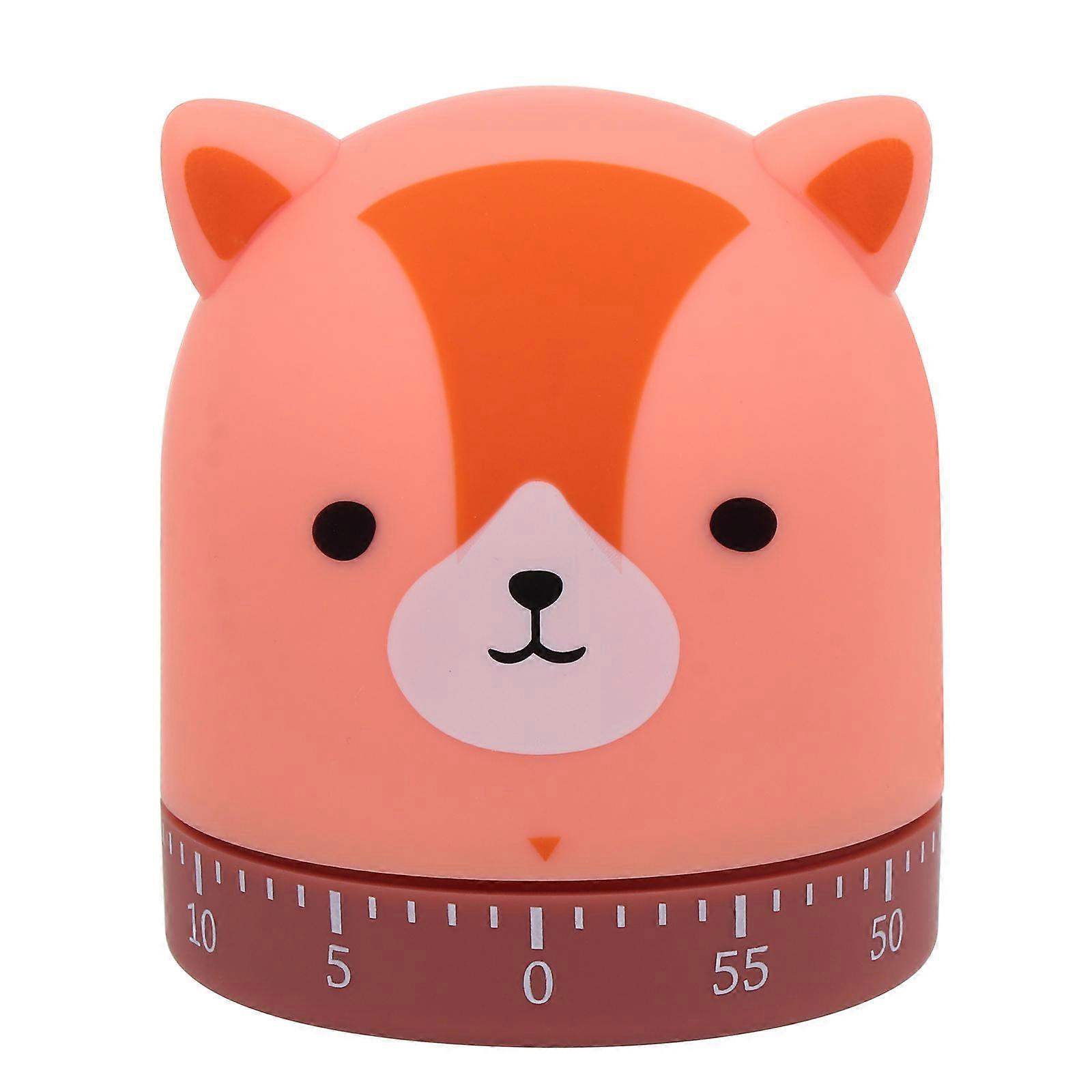 Multipurpose Mechanical Timer for Home Use ABS Material Red Color Cartoon Fox Design 60 Minutes
