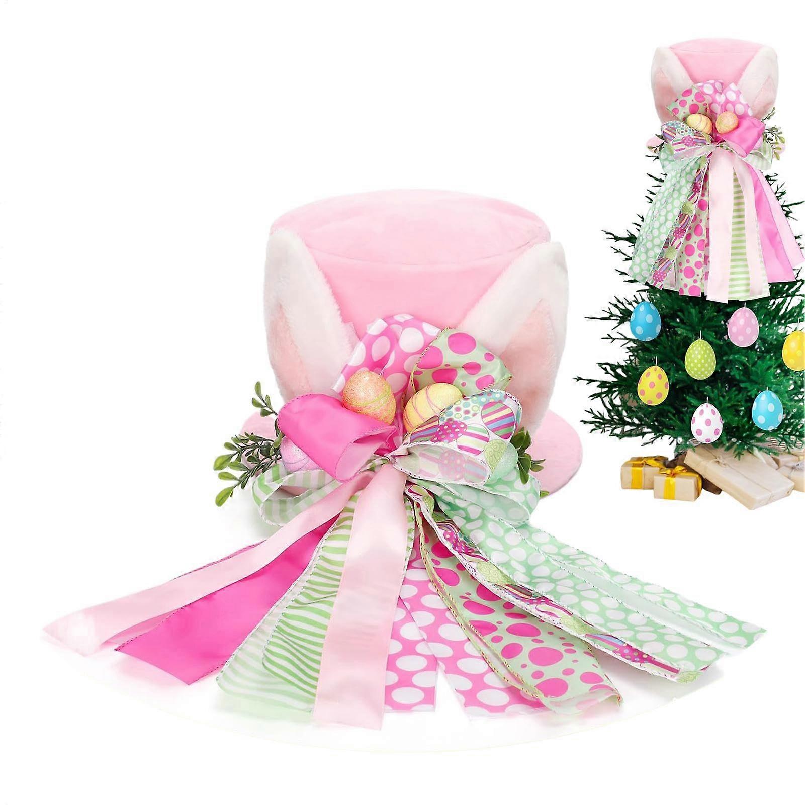 Handmade Bunny Ears Easter Tree Topper Hat, Artificial Spring Party Decoration