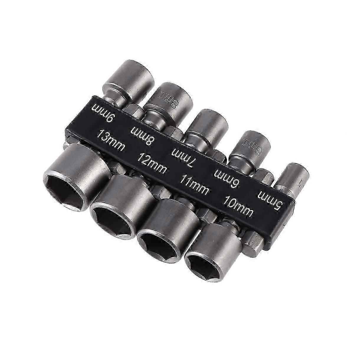 9-Piece Imperial Socket Set - 5-13mm Impact Nut for 1/4" Hex Shank Drill