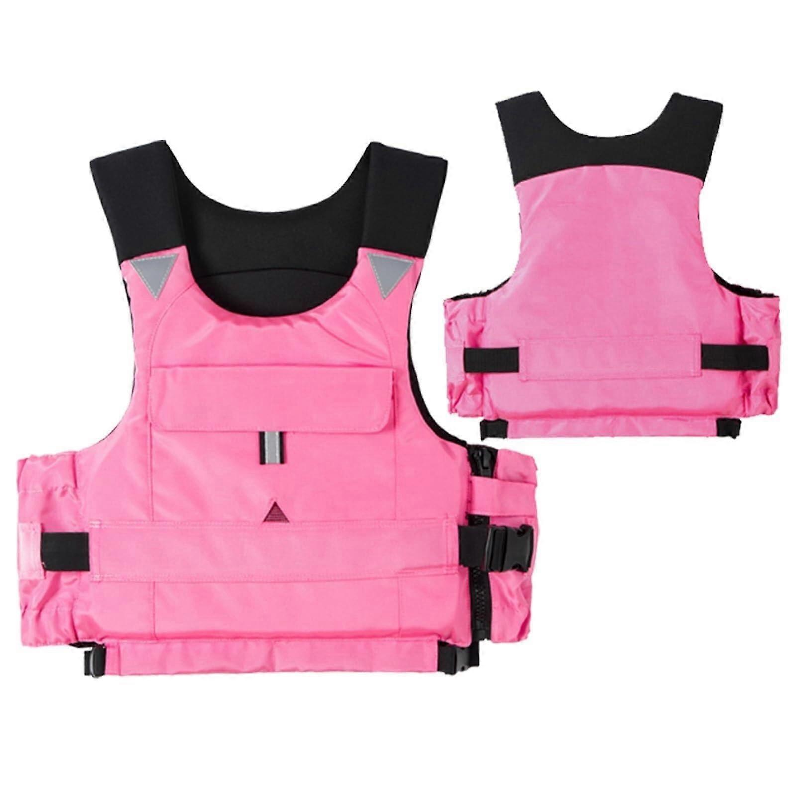 life jacket, foam vest with pocket, adjustable waist for snorkeling, swimming, kayaking, boating (Pink, M) M Pink