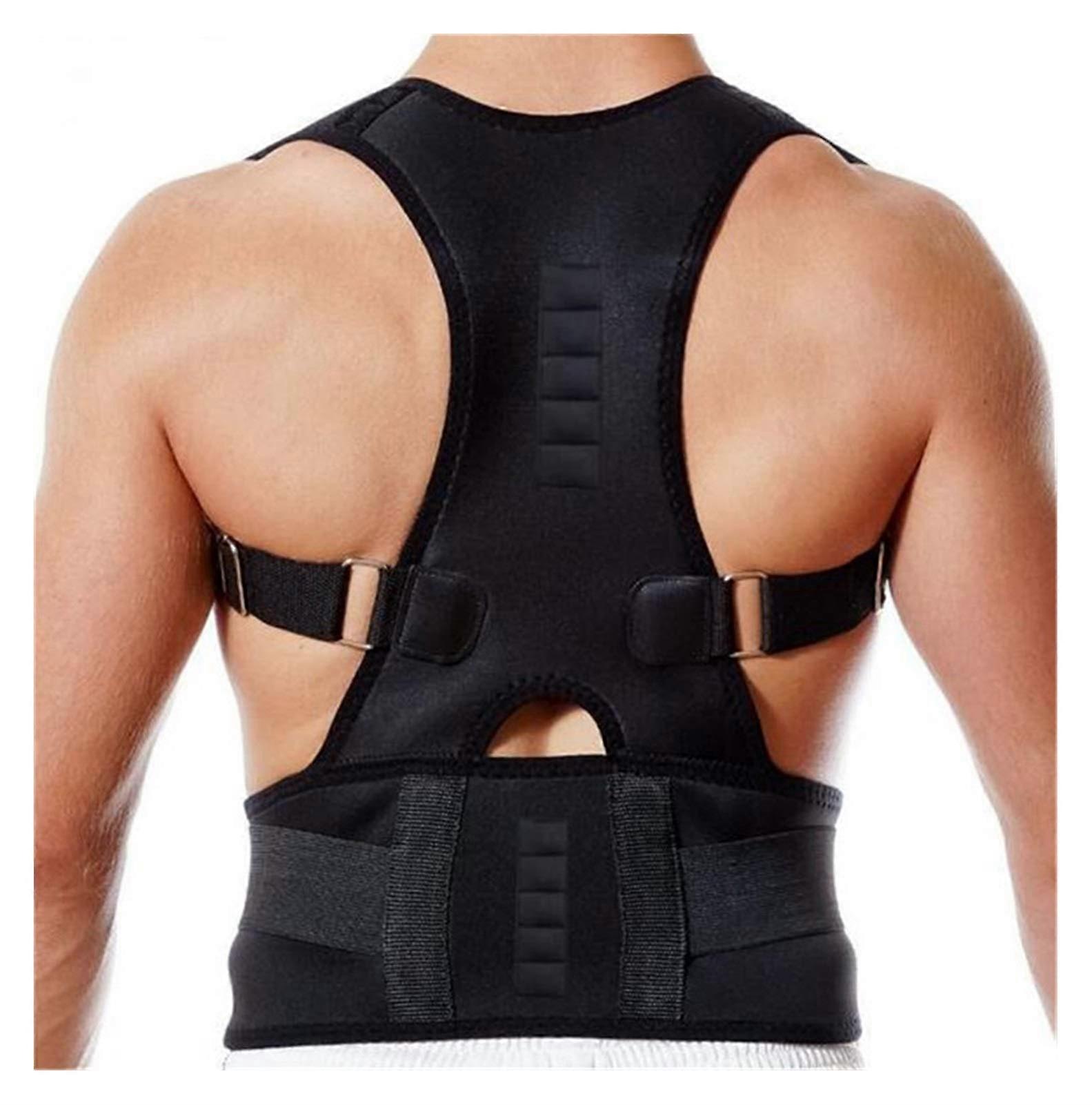 Posture Corrector Magnetic Field Therapy Shoulder Back Support Belt for Men Women, Black, Large Size, Adjustable Braces