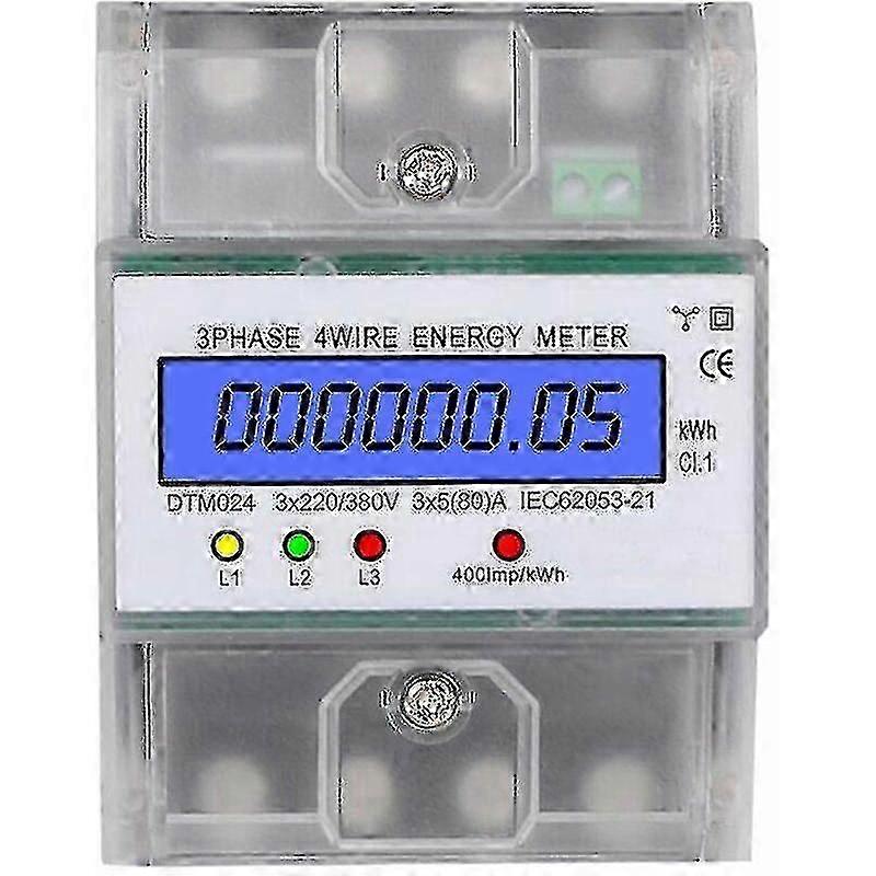 Three Phase 4 Wire Energy Meter 220/380v 5-80a Energy Consumption Kwh Meter Din Rail Installation Digital Electric Energy Meter With Backlit Lcd Displ