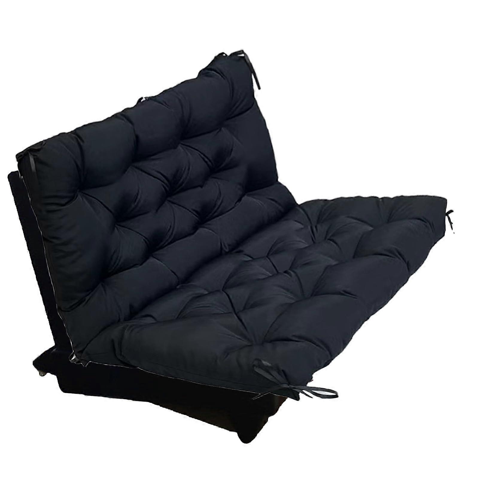 Outdoor Swing Cushion with Backrest for Garden Hammock Bench Black 150x100x10cm