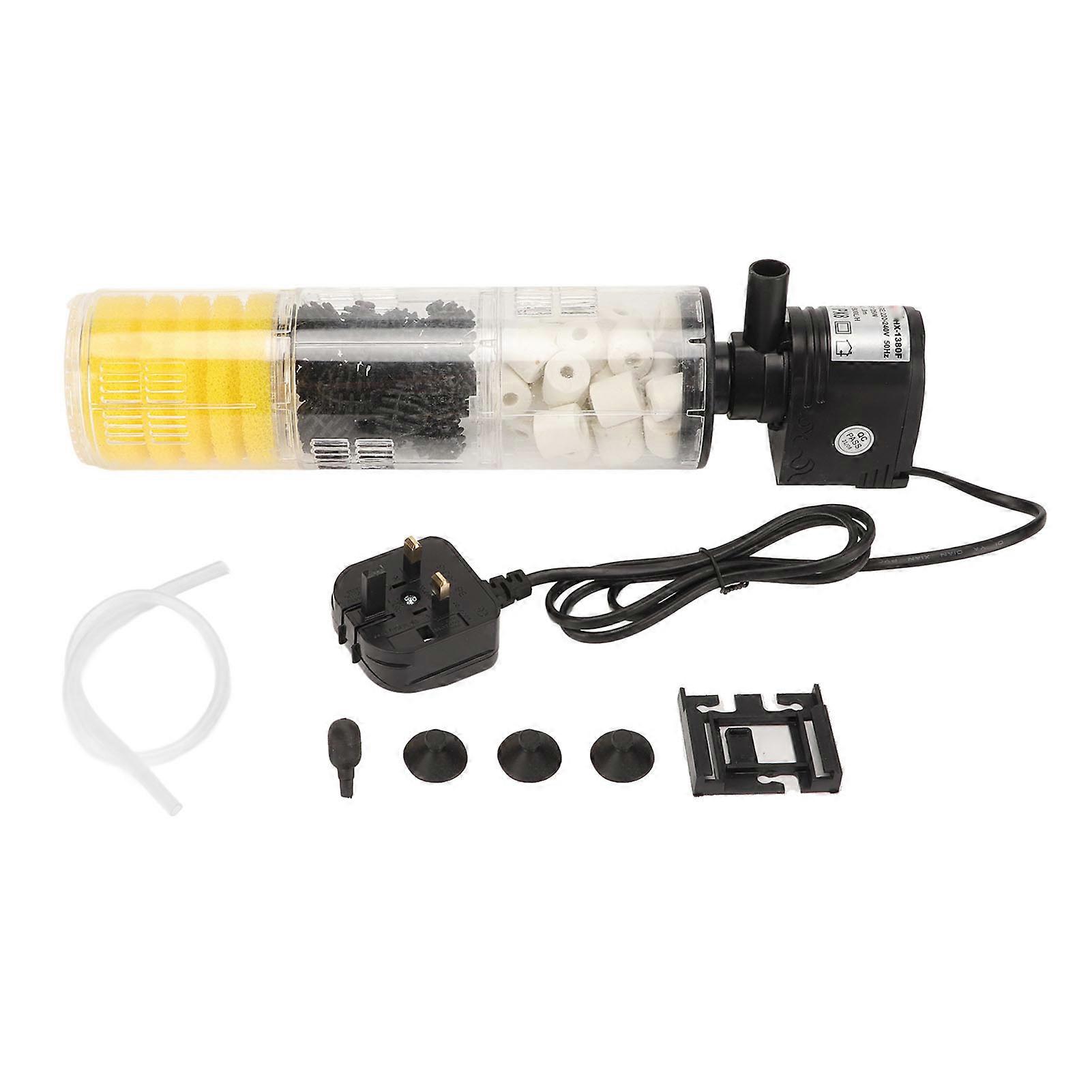 Aquarium Filters Water Circulation Oxygenation 3 in 1 Waterproof Internal Fish Tank Filter with Suction Cups UK Plug 220V HX 1380F