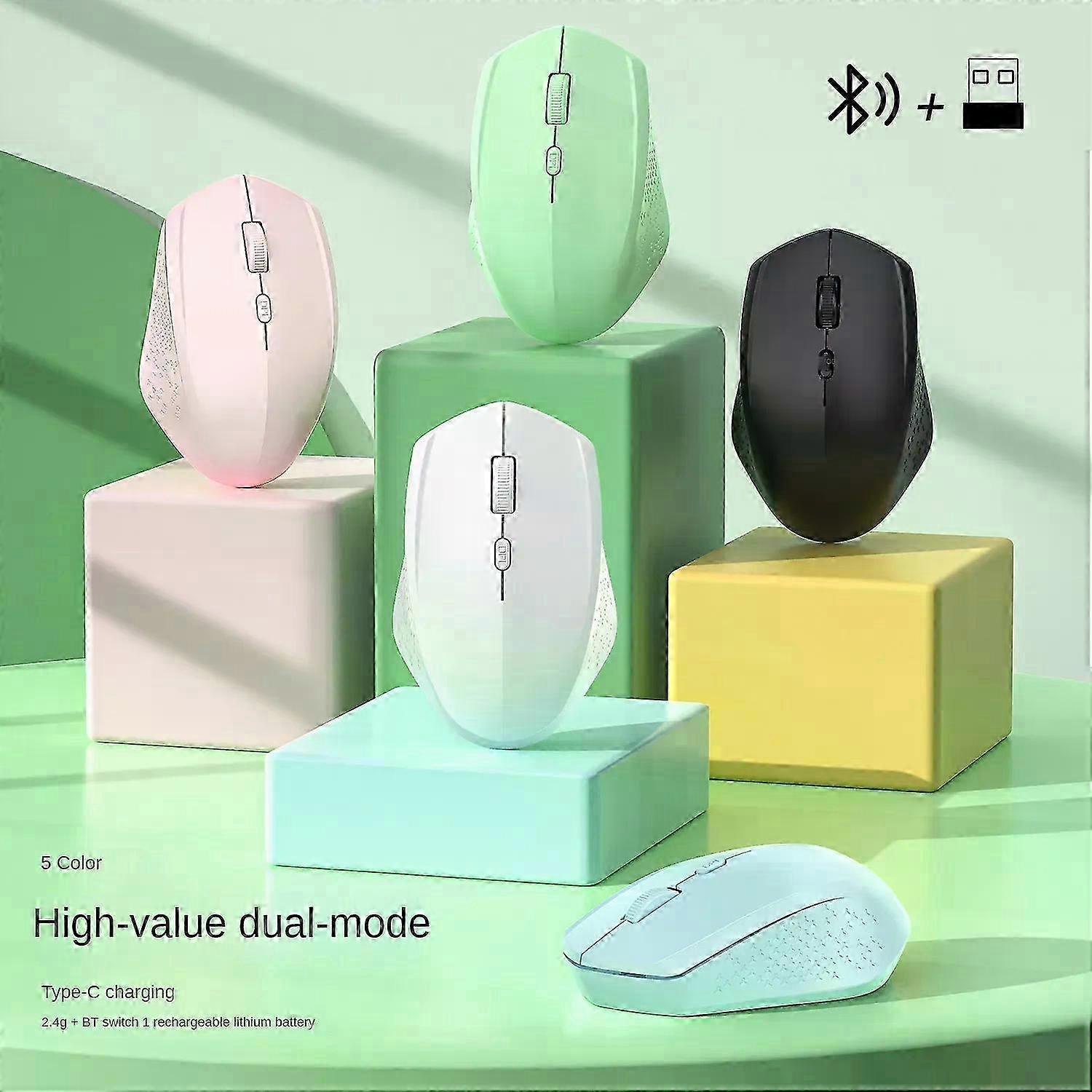 Ergonomic Wireless Bluetooth 5.2 Mouse 1600DPI Rechargeable Mouse for Compatible Devices 2.4GHz USB PC Accessories