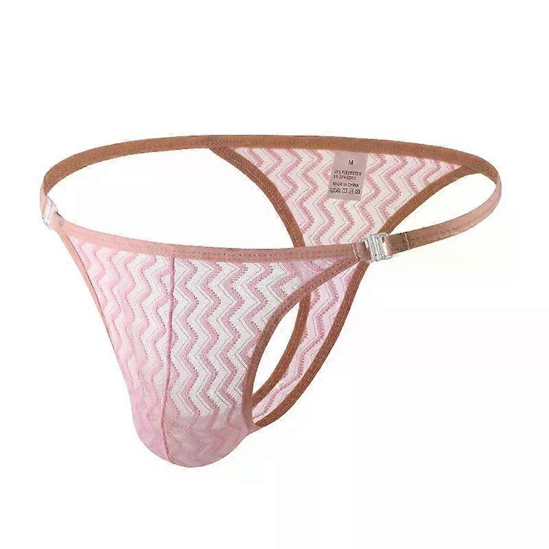Men's T Back Thong Ultra-Thin Lace Transparent G-Strings Quick Drying Hollowed Gays Erotic Low-rise U Convex Pouch G-string
