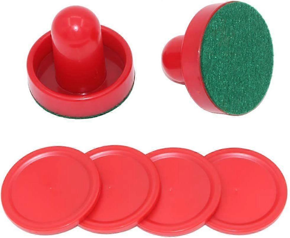 2pcs Red Air Hockey Putters and Air Hockey Ball Baseball Gate Handle Paddle Replacement Accessories for Game Table