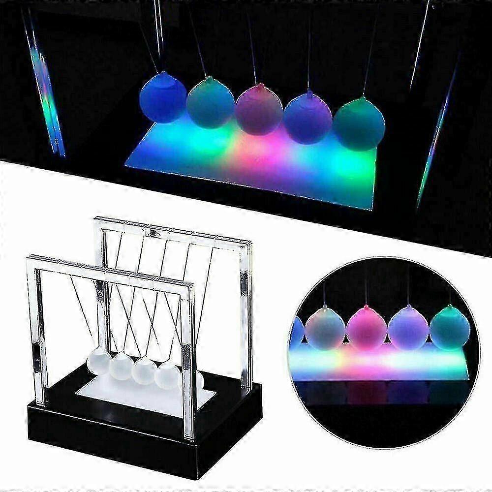 Square Plastic Color Luminous Newton Pendulum Creative Desktop Ornament Swing Bumper Ball New Unique Student Gift