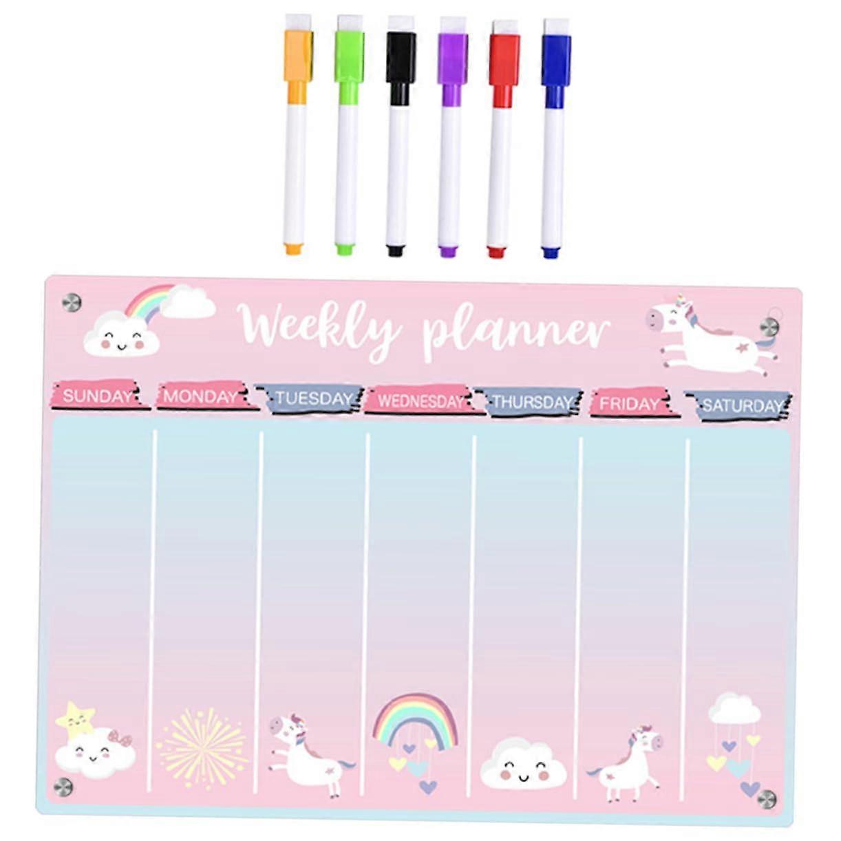 1 Magnetic Acrylic Planner Board for Refrigerator, Wipeable, Transparent, Reusable, White Marker for Planning Weekly Tasks, Shopping Lists, and Meals