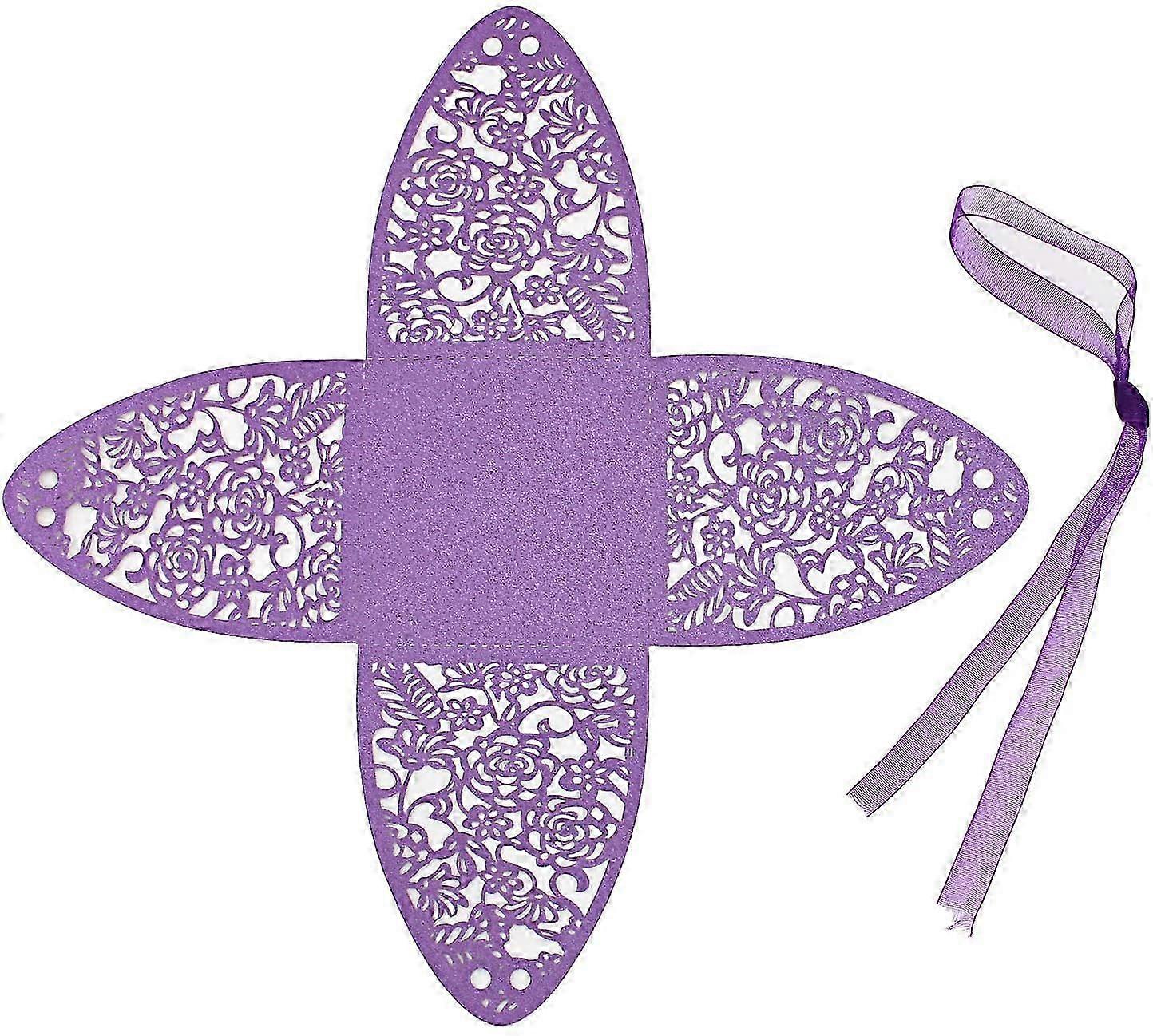 Paquete de 100 cajas de recuerdos de boda rosas moradas cortadas con láser:  perfectas para despedidas, image size:1444x1298