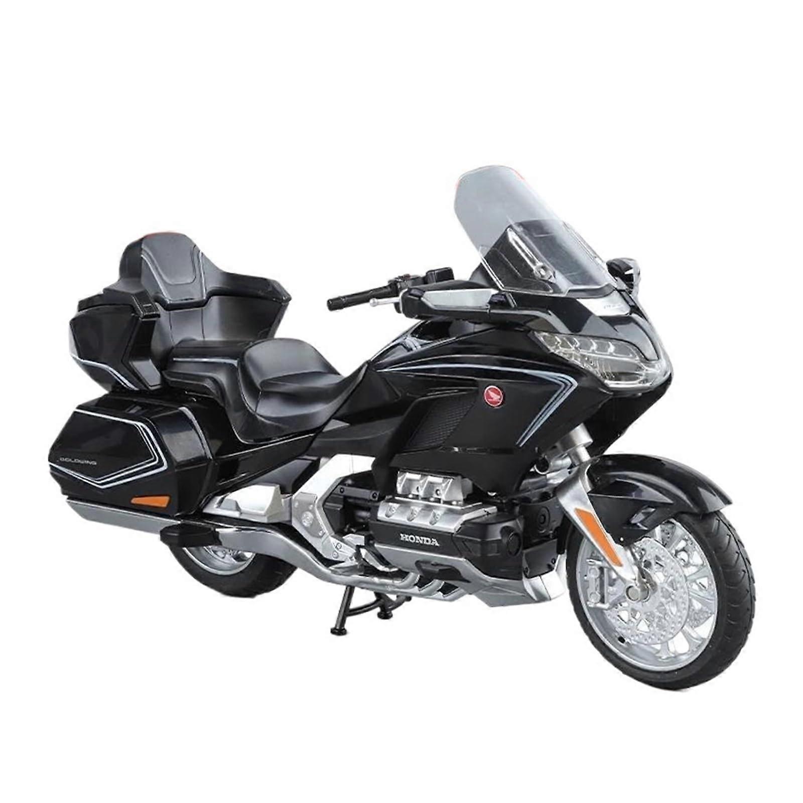 Miniature Motor Vehicle Models 1:11 Scale Gold Wing GL800 2021 Diecast Alloy Motorcycle Model with Sound and Light (Black)