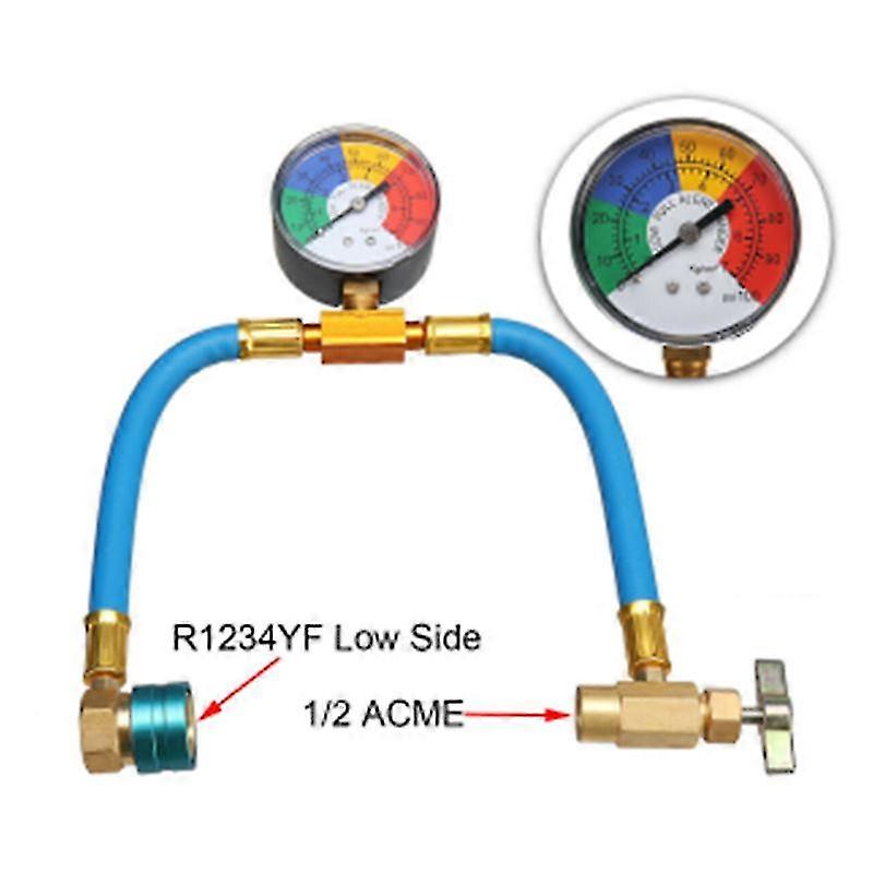 Automotive Air Conditioning Refrigerant Charge Hose Adapter with Gauge