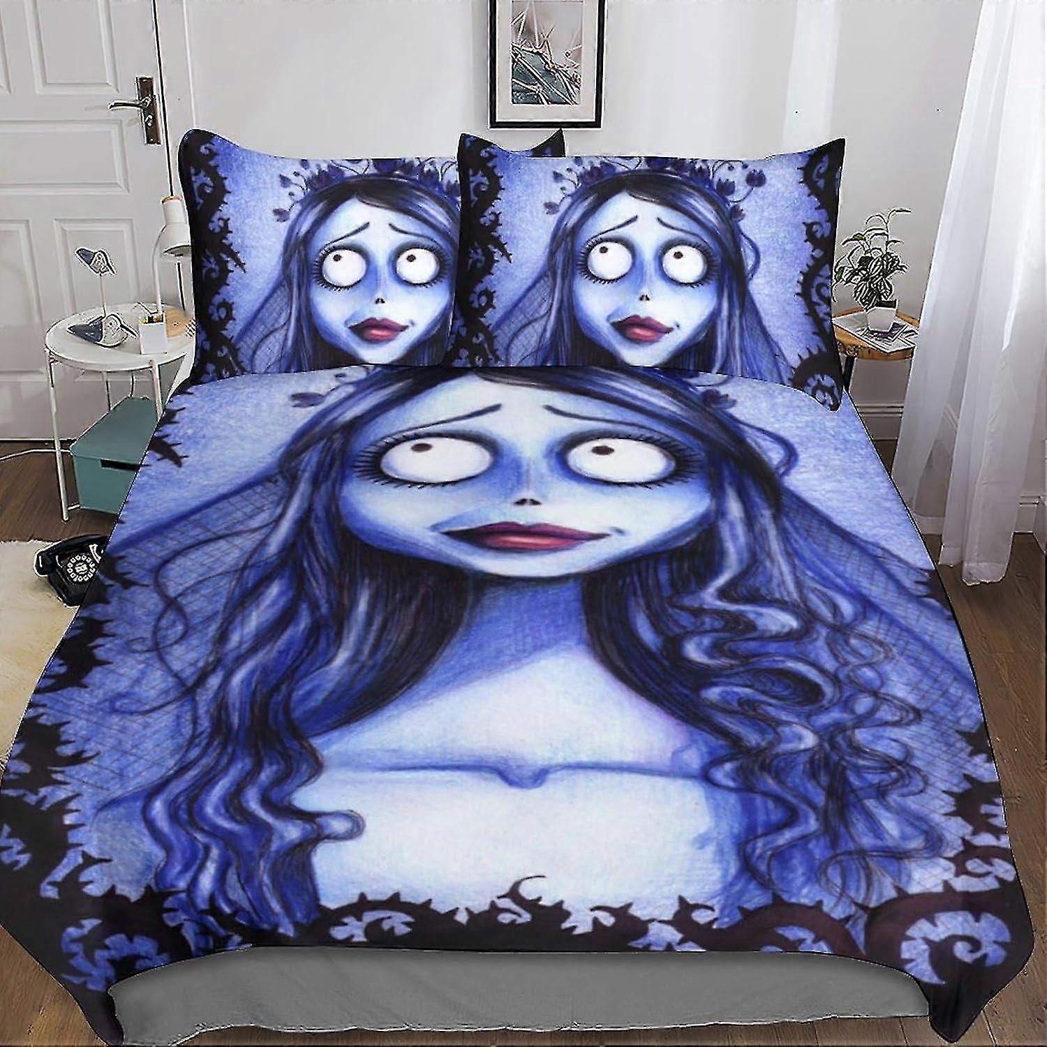 Conjunto de capa de edredom impressa em 3D de esqueleto gótico para crianças e adultos com fronhas - conjunto de cama de 3 peças