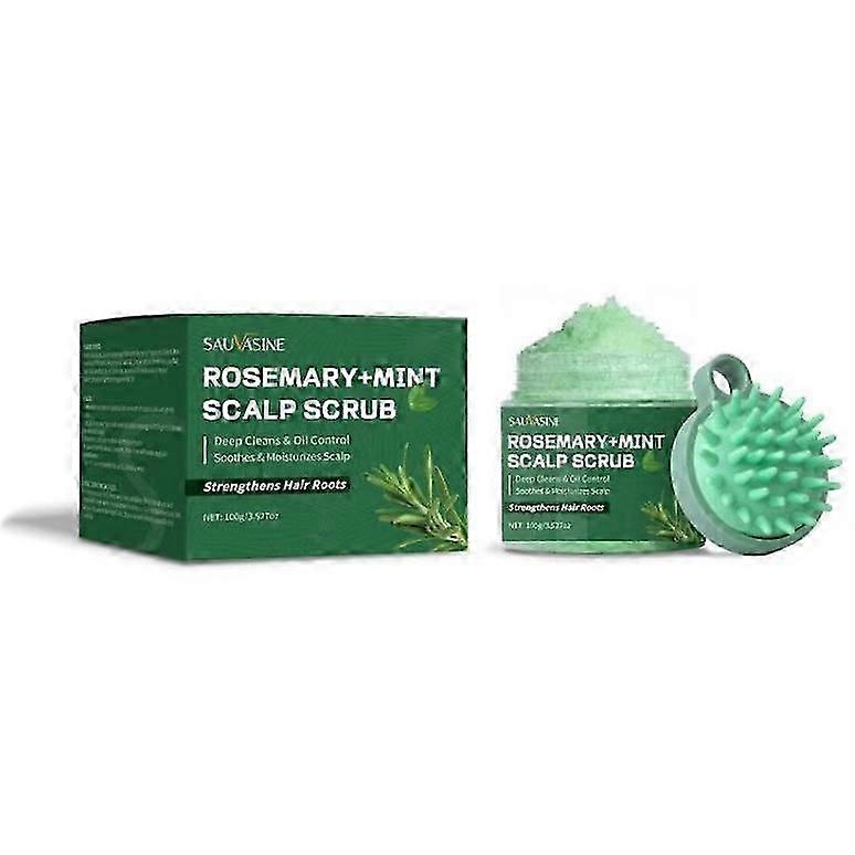 Peppermint Scalp Scrub, Rosemary Scrub with Massage Comb, Nourishing Scalp & Strengthens Hair Roots, Deep Cleansing, Refreshing and Soothing