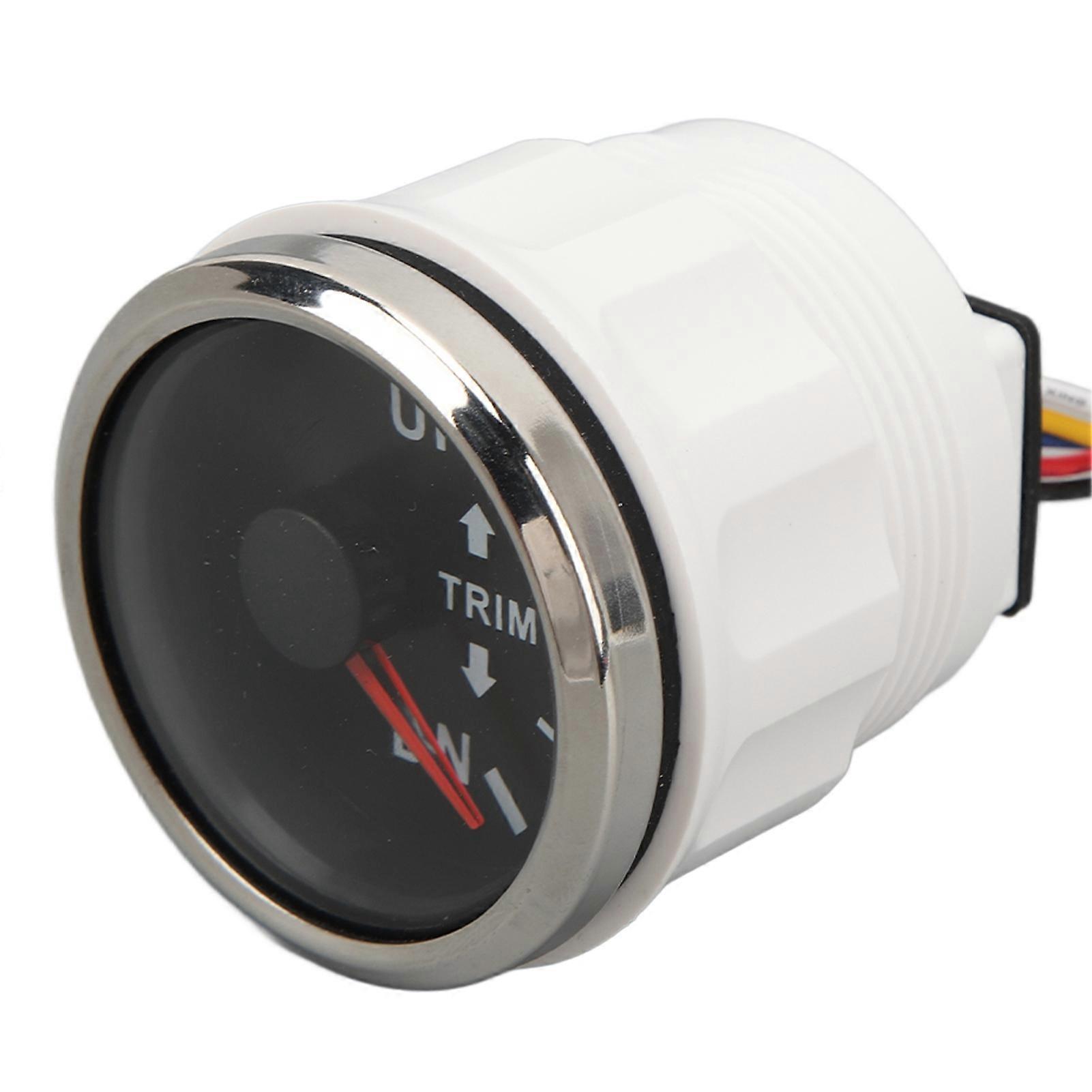52MM Boat Trim Gauge Stainless Steel DC9 to 32V UP DN Marine Trim nce Meter for Yachts Marines Black Dial with Silver Frame