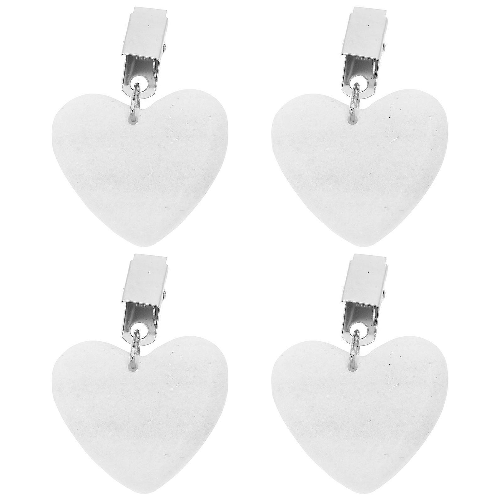 4pcs Heart Shaped Tablecloth Weights Clips for Dining Room Tables, White Iron Table Cloth Holders, Non Slip Table Linen Clips, No Size or Color