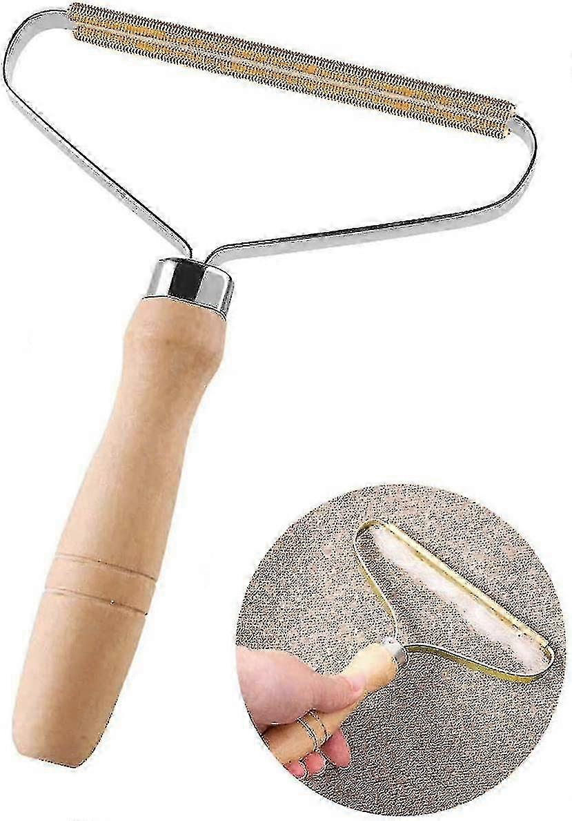 Portable Lint Remover with Wooden Handle, Fuzz Shaver for Wool and Cashmere Fabrics