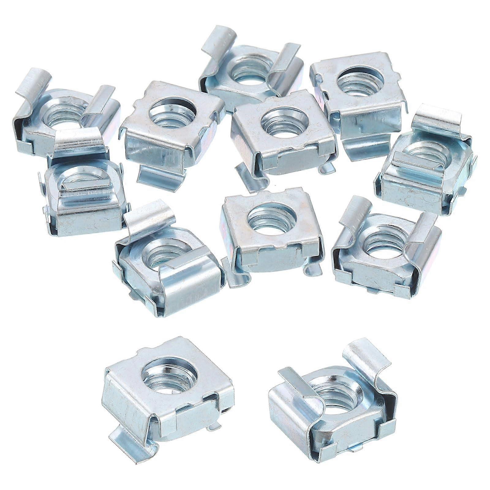 1/4-20 Cage Nuts 25 Pack Snap-In Carbon Steel Zinc Plated for Server Cabinet Rack Mounting Silver